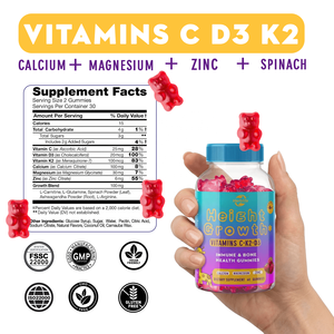 Gomitas para el Crecimiento en Altura Haccp, Suplemento Natural para el Crecimiento y Desarrollo de Niños y Adolescentes, Vitamina D, K, Calcio - Product Image 3