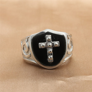 yunnique Men's <b>Silver</b> <b>Cross</b> <b>Ring</b> Stainless Steel Geometric Design Gift Jewelry - Product Image 1
