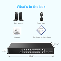 Switch PoE Gigabit complet 16 ports avec capacité 40 Gbit/s, VLAN, budget 300W, 2 ports SFP, 2 ports RJ45, Watchdog PoE pour systèmes de caméras CCTV/IP