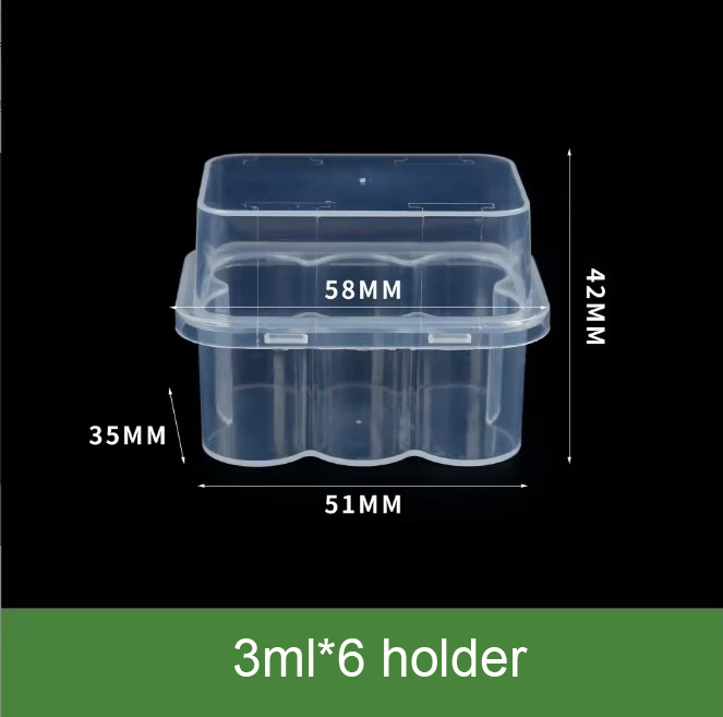 Soporte transparente para 6 viales de 3 ml