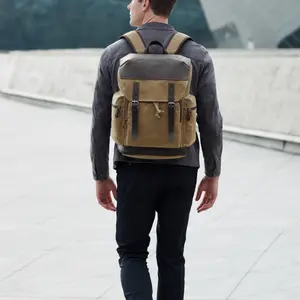 Nerlion In Stock Vintage Vegan Retro Custom Logo Printed Casual Laptop Oil Wax Canvas Leather Stree Collge Men Backpack