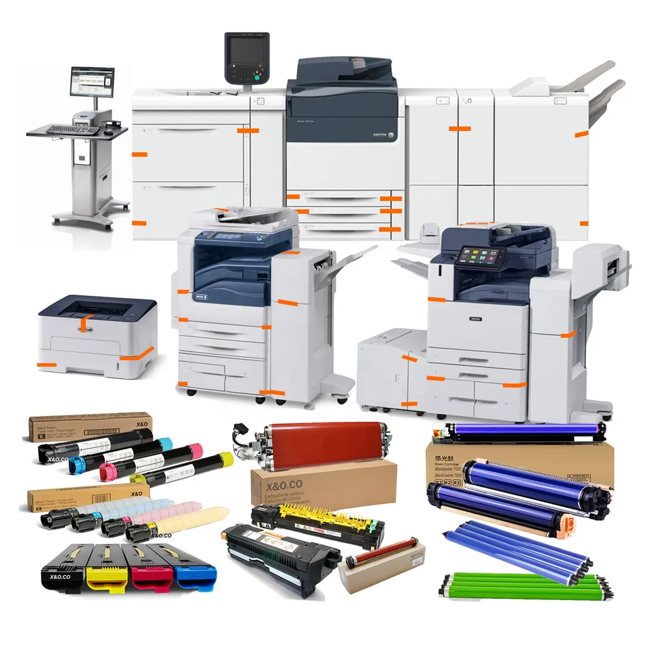 לשימוש Xerox מדפסת מכונת צילום צבע 250 700 C75 C60 C70 550 560 7855 7835 7845 7535 7545 C7025 c8030 C8035 טונר חלקי