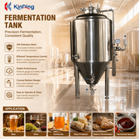 Fermenteur conique à enveloppe KINDING 500L en acier inoxydable 304/316L, réservoir de fermentation sous pression pour vin et bière, facile à utiliser