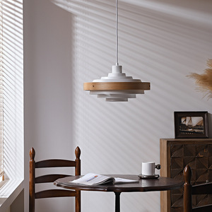 Walnut Wood Pendant <b>Light</b> Round Led Single Head Chandelier For <b>Dining</b> Room Home Hotel Commercial Space - Product Image 2