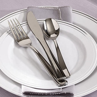 Assiettes de fête en plastique, bord blanc et bleu, jetables, 7,5/10,25 pouces, dessert, apéritif, élégantes, fantaisie, résistantes, assiettes de mariage