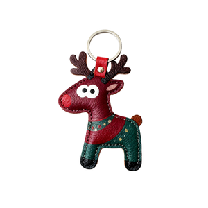 Zenos Handmade Leather Reindeer Keychain Cute Animal Design Holiday Decoration & Gift Idea - Product Image 4