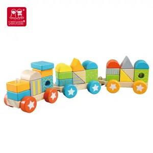 多形状块木制玩具火车轨道与令人兴奋的选项连接在一起