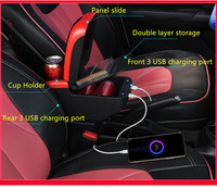 Pour Citroen C2 C3 Center Console Accoudoir Rénovation Siège Boîte De Rangement avec USB Coussin De Stockage Accessoires