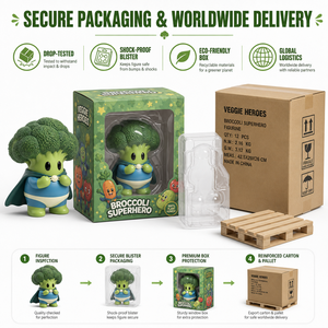 Figura Coleccionable de Vinilo de Guerrero Superhéroe con Capa de Brócoli Personalizada, Juguete Artístico OEM ODM, Fabricante de Juguetes de Comida Adorables - Product Image 4