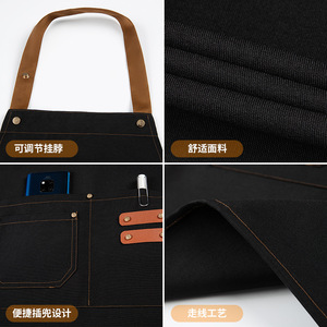Adjustable Canvas <b>Apron</b> One Size Waterproof Oil Proof For Kitchen Restaurant <b>Work</b> Uniform - Product Image 2