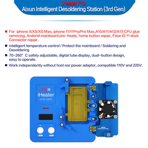 Station de préchauffage JC AiXun IHeater Pro 3ème génération avec thermostat pour réparation de cartes mères <span class=keywords><strong>iPhone</strong></span> <span class=keywords><strong>XS</strong></span>, 15, 14, 13, 12, 11 Pro, <span class=keywords><strong>XS</strong></span> <span class=keywords><strong>Max</strong></span> - Product Image 5