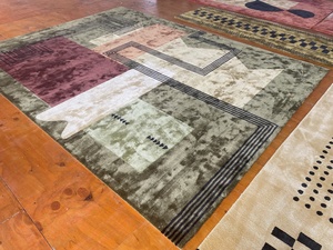 Alfombra de seda de bambú personalizada de fábrica para sala de estar y dormitorio, Alfombra de patrón abstracto con mechones a mano, técnica de pila de bucle - Product Image 3