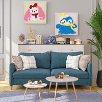 Kit de broderie Punch Needle DIY pour enfants - Ensemble d'art créatif avec pompons moelleux et toile en lin - Kit de démarrage de broderie amusant, plusieurs couleurs