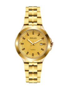 Envío Directo HAELI Nuevo Reloj de Cuarzo con Esfera Negra, Oro Rosa, Resistente al Agua 3BAR, Correa de Acero Inoxidable, Visualización de Fecha, Estilo Ejecutivo Analógico - Product Image 3