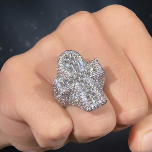 Dope Jewelry USA Stock Hip Hop Iced Out <b>Cross</b> Men Women 925 <b>Silver</b> Gold Plated Channel Set VVS Moissanite <b>Ring</b> - Product Image 3