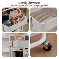Chariot de rangement pour collations de couleur bonbon, 4 roues, 3 niveaux, mobile, sur pied, pour cuisine et salon, chariot en métal moderne et durable