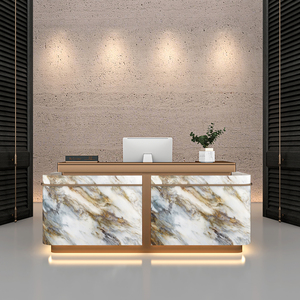 Escritorio de recepción de laca de lujo y luz moderna para empresa salón de belleza Hotel clínica médica y dental como mesa de cajero - Product Image 5