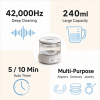 Nettoyeur à ultrasons pour appareils dentaires en verre 24W, étanche IPX6, modes 5 et 10 minutes pour aligneurs, prothèses dentaires et bijoux