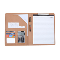 Organizador de documentos de negocios de cuero pu, carpeta de archivos de alta calidad personalizada con calculadora y Bloc de notas, A4