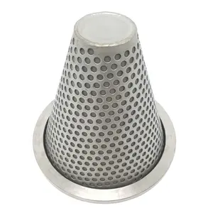LIANDA Dutch weave wire mesh filter cone with perforated metal sheet support and flange metal filter cartridge