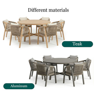 Teak legno Patio esterno tavolo e sedia Set per balcone tavolo da <span class=keywords><strong>giardino</strong></span> rotondo con 6 sedie per uso Villa o bagno - Product Image 2