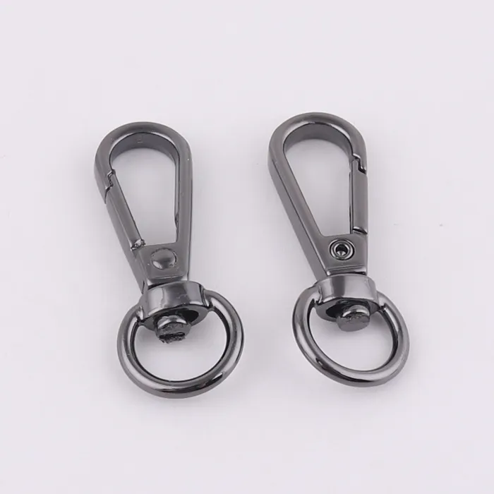 Gunmetal lega di metallo borsa cinturino fettuccia girevole moschettone portachiavi clip a molla gancio