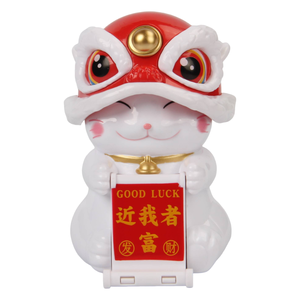 Nieuwe Solar Lion Dance Lucky Cat Ornamenten Mobiele Telefoon Beugel Auto Decoraties Cartoon Schud Hoofd Mobiele Telefoon Nieuwigheid Geschenken - Product Image 2