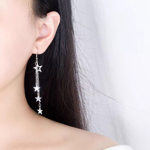 Personality Simple Star Earrings for Women Fashion Pentagram Long Tassel Hook Earring Jewelry - Product Image 6