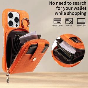 Étui en cuir PU+TPU avec blocage RFID OEM avec porte-cartes Portefeuille en cuir Étui de téléphone pour iPhone 17 17 Pro 17 Pro Max A-2634 - Product Image 6