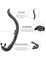 V.DIVE SN-09 Tube respiratoire pliable en silicone noir pour la plongée libre avec tuyau entièrement transparent 45 cm Non toxique Léger Unisexe