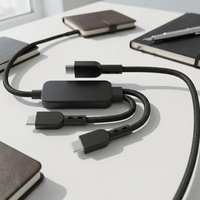 Kabel Data Silikon 3 in 1 Tipe-C Custom Pabrik, USB 2.0 Tipe A Male ke Dual Micro USB Male, Kabel Pengisi Daya