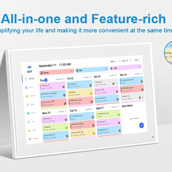Smart 10.1" Digital Calendar & Photo Frame Cloud Sync WiFi Electronic Desk Calendar with Weather Forecast Event Reminders