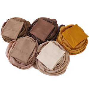 Hijab en jersey 100% modal uni 2026 avec bordure à double couture et bonnet assorti, respirant, protection solaire, pour activités de plein air, châle musulman - Product Image 2
