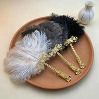 Éventail décoratif en plumes pour fête rétro Gatsby des années 1920, spectacle de burlesque, carnaval, bal masqué, strip-tease, accessoires de fête