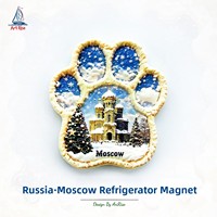 Autocollant magnétique 3D pour réfrigérateur « L'âme poétique d'une personne chinoise » avec contour de patte d'ours des Forces Armées de Moscou, Russie