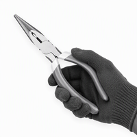 Pince à bec effilé industrielle 165 mm à mâchoires coniques fines, outil de pliage et de torsion de fil, poignée grise pour cartes de circuits et travaux de modélisme