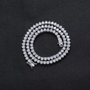 4Mm Three-claw Single-row Zircon <b>Chain</b>, Single-row 3-fork Claw <b>Chain</b> Tennis Bracelet Tanjing Fashion Lijing Necklace - Product Image 1