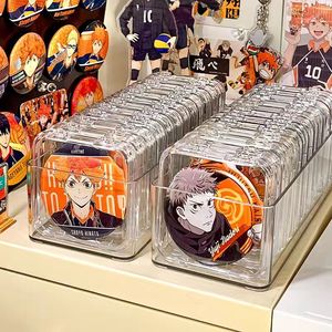 Transparent <b>Plastic</b> Storage <b>Box</b> With Compartments Rectangle Shape For Badge Display Desktop Organizer <b>Large</b> Capacity Standing - Product Image 1