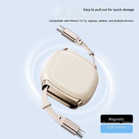 Câble USB-C rétractable bidirectionnel 3A 240W PD à charge rapide Type C vers Type C en cuivre pur pour téléphone portable, boîte de rangement portable de voyage