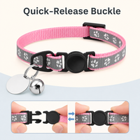 Collier pour chat avec code QR, étiquette d'identification, support AirTag en nylon et silicone, réfléchissant, à libération rapide, léger, réglable, avec clochette, anti-perte