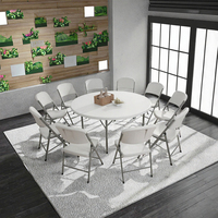 Table de salle à manger ronde en plastique pliable moderne pour événements et banquets de mariage - Nouveauté