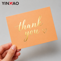 Cartes de remerciement personnalisées écologiques avec impression de logo en feuille d'or, papier orange, emballage artisanal imperméable, insert inclus
