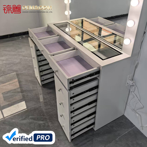 Bộ bàn trang điểm và bàn phấn hiện đại 2025 với gương trang điểm có đèn tích hợp, mặt bàn kính cường lực dành cho phòng ngủ - Product Image 3