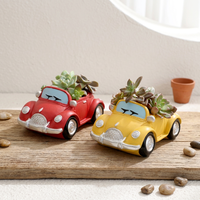 Pot de fleurs en résine personnalisé en forme de voiture vintage, joli pot à succulentes de dessin animé, décoration de bureau à domicile, ornement de véhicule rétro pour étagère, cadeau pour les amateurs de voitures