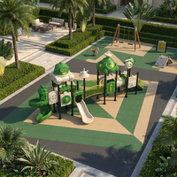 Ensemble de jeux d'extérieur commercial pour enfants, toboggan en plastique durable, équipement de terrain de jeu pour la communauté extérieure