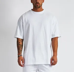 Yali logotipo personalizado streetwear peso pesado t-shirt impressão preto algodão pesado gota ombro grosso em branco tshirt