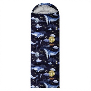 <strong>Whales</strong> Printed 3-Season Lightweight Waterproof Camping <strong>Sleeping</strong> <strong>Bag</strong> Polyester Filled Rectangular for Adults - Product Image 1