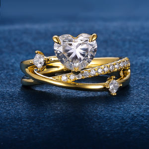 Anello da donna personalizzato gihpht CVD taglio a cuore Lab diamante Fine S925 argento 10K 14K 18K oro massiccio giallo fascia di fidanzamento - Product Image 1