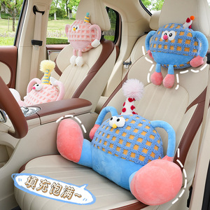 Coussin de nuque ergonomique pour appuie-tête de voiture, motif petit monstre mignon, avec rembourrage en PP, support lombaire confortable pour siège auto - Product Image 1