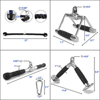 Ensemble de 4 barres de rotation chromées, corde pour triceps et barre en forme de V, équipement de fitness pour la salle de sport à domicile, câble en acier et caoutchouc, poignées en D et en V